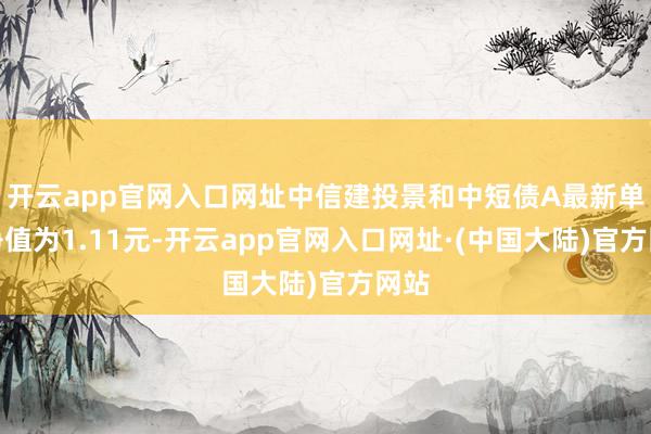 开云app官网入口网址中信建投景和中短债A最新单元净值为1.11元-开云app官网入口网址·(中国大陆)官方网站