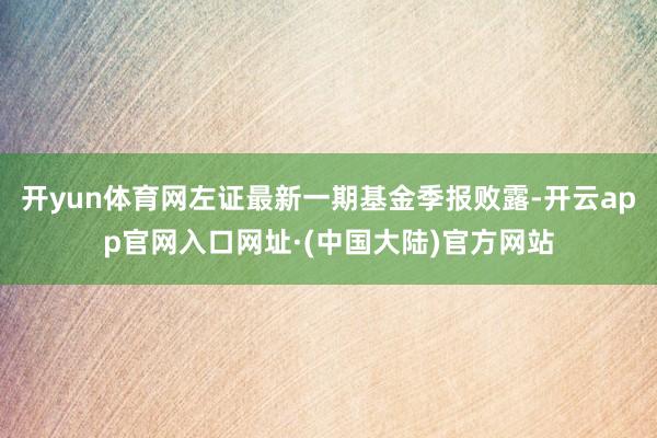 开yun体育网左证最新一期基金季报败露-开云app官网入口网址·(中国大陆)官方网站