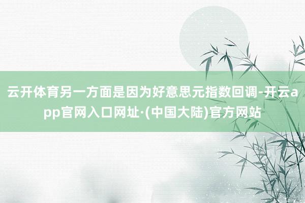 云开体育另一方面是因为好意思元指数回调-开云app官网入口网址·(中国大陆)官方网站